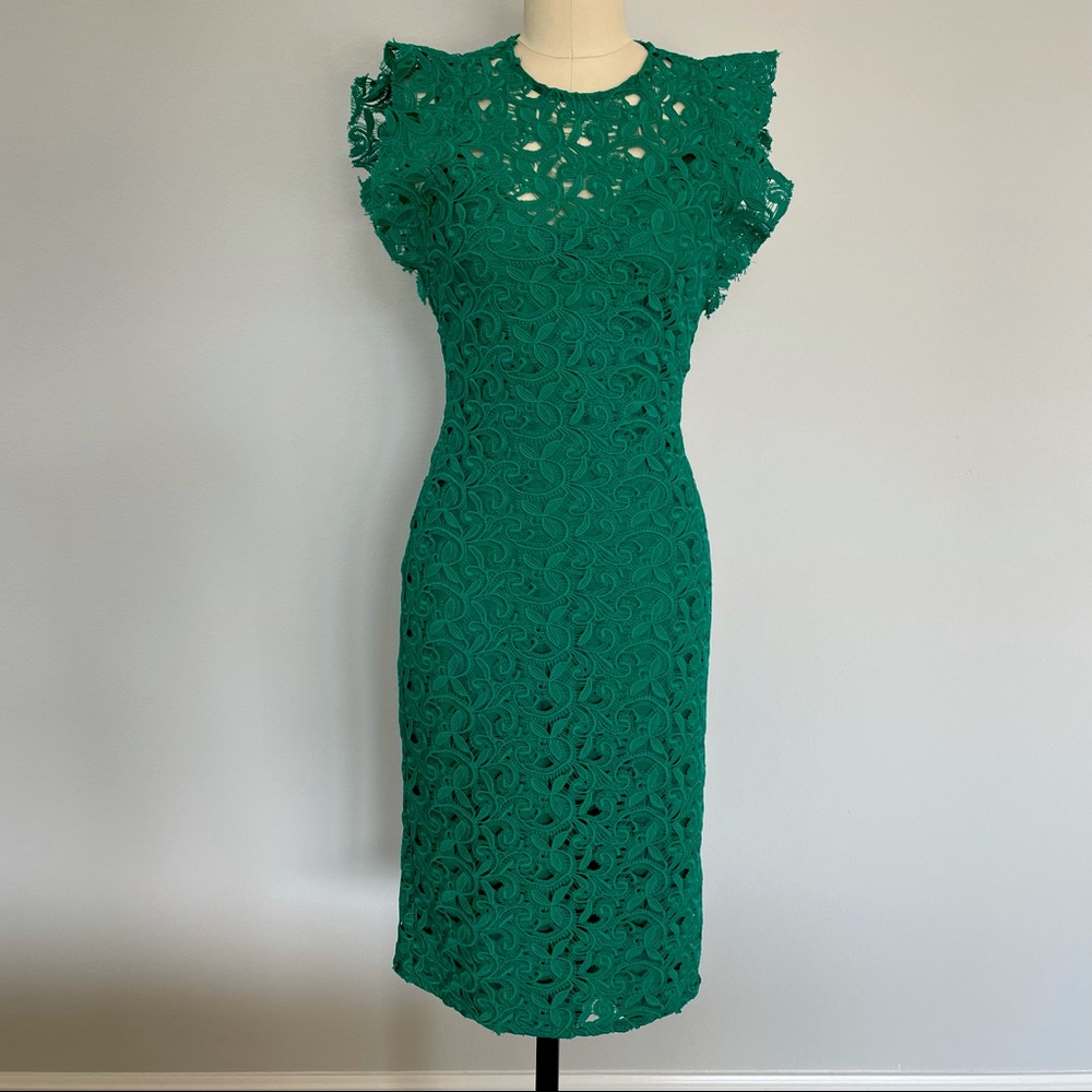 Zara Emerald Lace Shift Dress XS